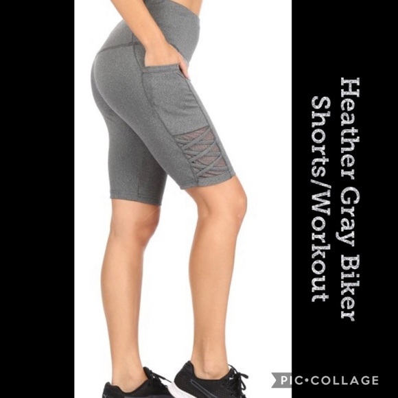 2 Left! Heather Gray Biker/Workout Shorts - Picture 1 of 6